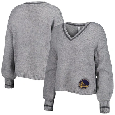 Lusso Gray Golden State Warriors Scarletts Lantern Sleeve Tri-blend V-neck Pullover Sweater