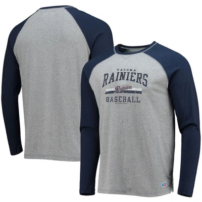 Boxercraft Navy/heathered Gray Tacoma Rainiers Long Sleeve Baseball T-shirt