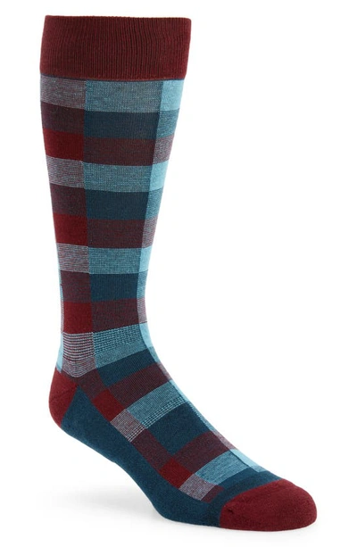 Nordstrom Coolmax® Pattern Dress Socks In Teal Abyss Soft Check