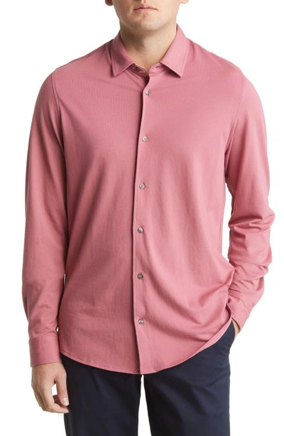 Ted Baker Rigby Knit Button-up Shirt In Pink