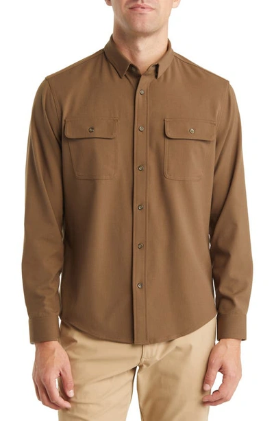 Mizzen + Main Upstate Stretch Flannel Button-up Shirt In Olive Branch Solid