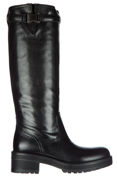 Prada Women's Leather Boots  Vintage In Black