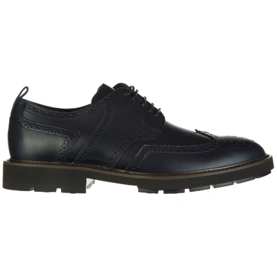 Tod's Men's Classic Leather Lace Up Laced Formal Shoes Derby In Blue