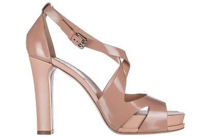 Tod's Women's Leather Heel Sandals T100 21a In Pink