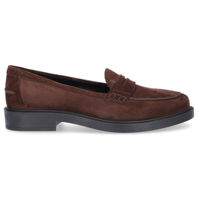 Tod's Women's Suede Loafers Moccasins In Brown