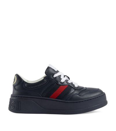 Gucci Kids' Leather Sneakers In Blue/blue/brb/blue