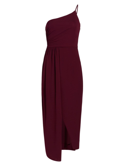 Halston Camille Jersey Midi Dress With Ruched Detail In Red