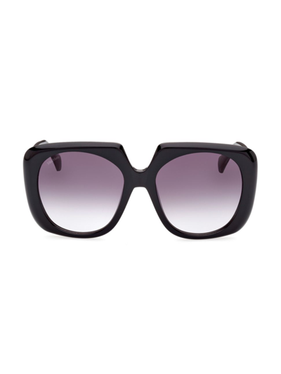 Max Mara Gradient Logo Square Acetate Sunglasses In Shiny Black