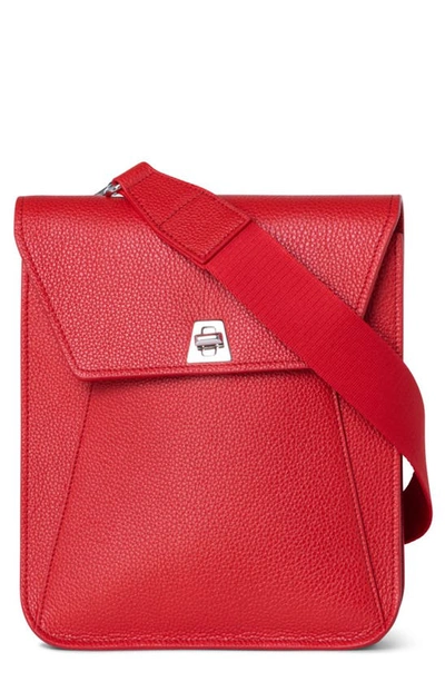 Akris Anouk Small Leather Messenger Bag In 206 Scarlet