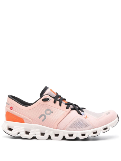 On Running Pink Cloud X 3 Running Trainers