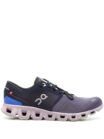 On Running Purple Cloud X 3 Running Sneakers In Blue