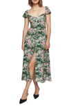 Reformation Baxley Floral Print Flutter Sleeve Midi Dress In Bohemia