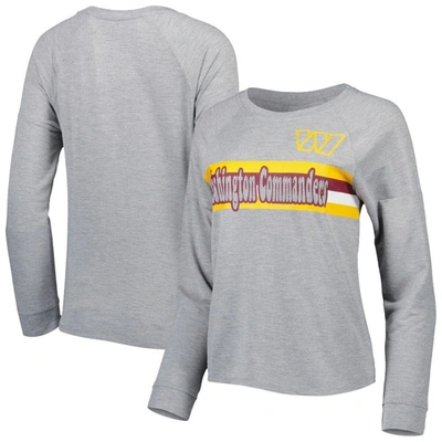 Outerstuff Juniors Heathered Gray Washington Commanders All Striped Up Raglan Long Sleeve T-shirt In Heather Gray