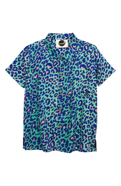 Boardies Kids' Leopard Print Button-up Shirt In Multi