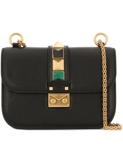 Valentino Garavani Lock Rolling Small Leather Shoulder Bag In Black ...