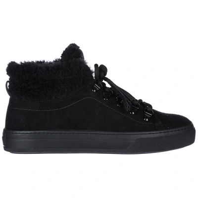 Tod's Women's Shoes High Top Suede Trainers Sneakers In Black