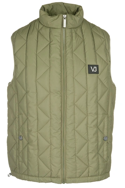 Versace Jeans Men's Nylon Waistcoat Body Warmer Jacket Padded In Green