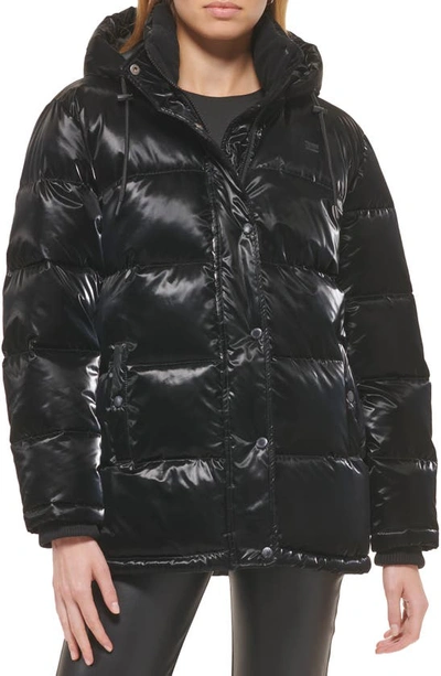 Levi's® Shiny Quilted Puffer Jacket In Black