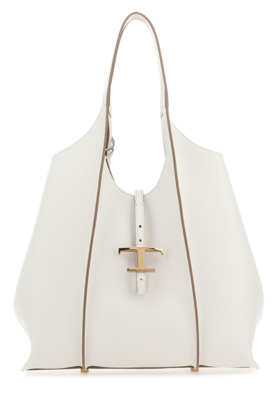 Tod's Timeless Top Handle Shopping Bag In White
