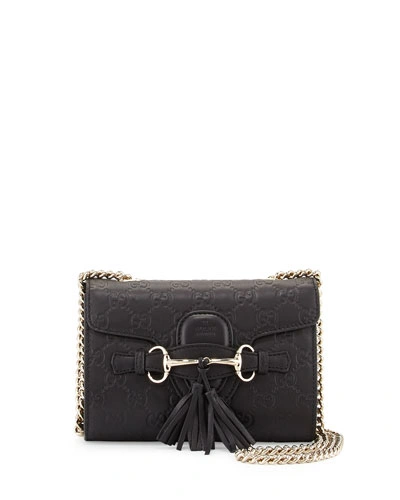 Gucci Emily Mini Ssima Leather Shoulder Bag In Black | ModeSens