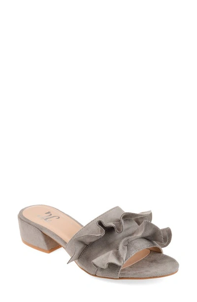 Journee Sabica Ruffle Slide Sandal In Grey