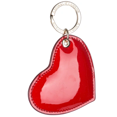 Aspinal Of London Women's Genuine Leather Keychain Keyring Holder  Gift  Heart In Red