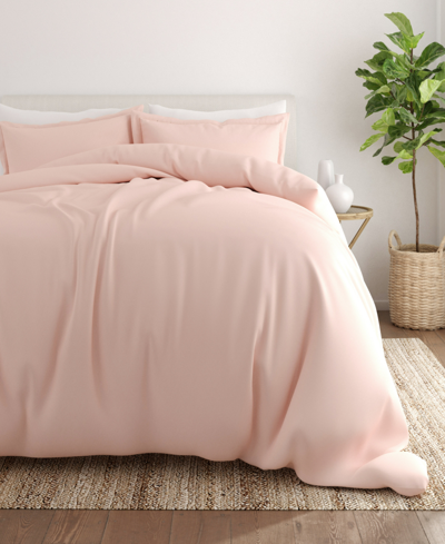 Ienjoy Home Double Brushed Solid Duvet Cover Set, King/california King In Blush
