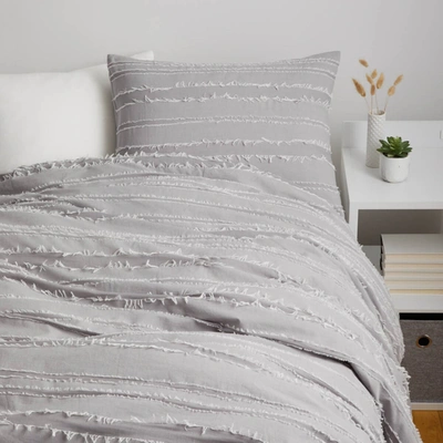 Dormify Juliette Eyelash Fringe Comforter And Sham Set, Cotton, Twin/twin Xl, Ultra-cute Styles To Personali In Grey
