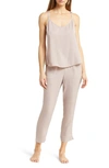 Barefoot Dreams Washed Satin Cropped Pajama Set In Feather
