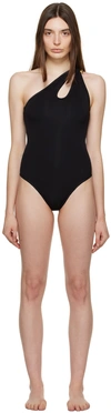 Bottega Veneta Black Mono-shoulder Swimsuit With Golden Detail In Polyamide Woman