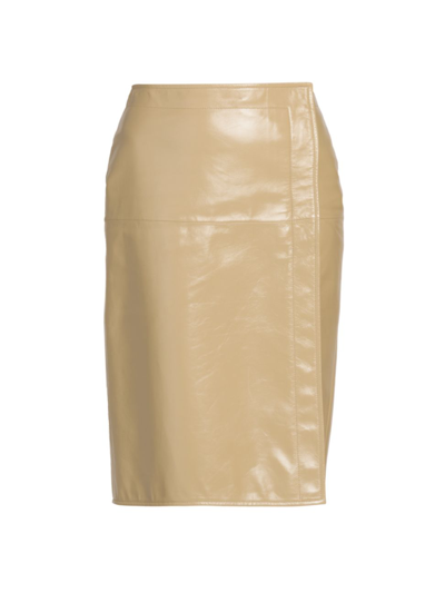 Bottega Veneta Women's Coated Leather Wrap Skirt In Beige