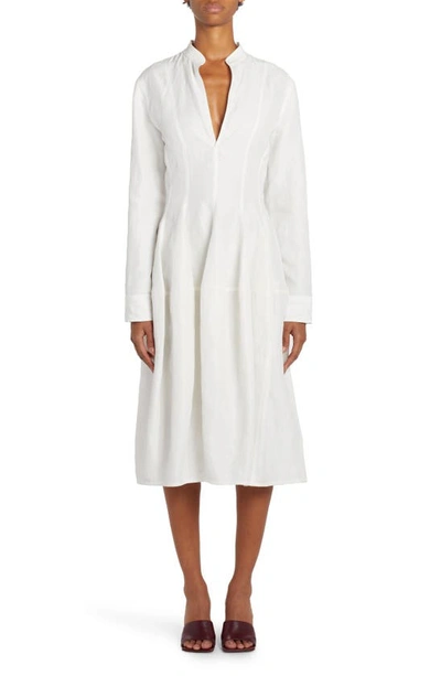 Bottega Veneta Embellished Paneled Silk-twill Midi Dress In White