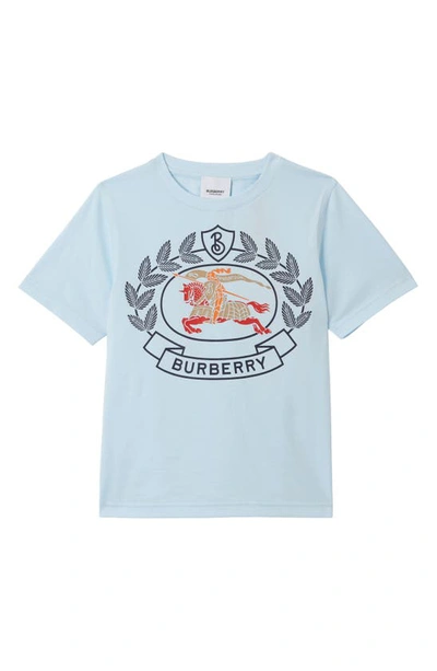 Burberry Babies' Kids' Sidney Equestrian Knight Cotton Graphic Tee In Pale Blue
