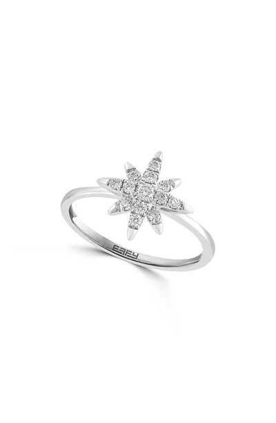 Effy Sterling Silver Diamond Starburst Ring In White