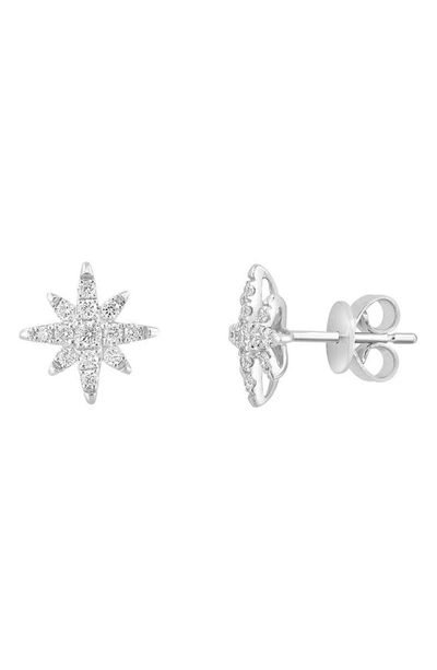 Effy Sterling Silver Diamond Burst Stud Earrings In White