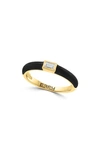 Effy 14k Yellow Gold Enamel & White Sapphire Ring In Black