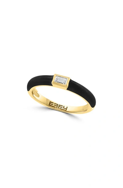 Effy 14k Yellow Gold Enamel & White Sapphire Ring In Black