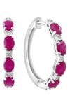 Effy Sterling Silver Ruby & Diamond Hoop Earrings In Red