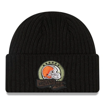 New Era Kids' Youth  Black Cleveland Browns 2022 Salute To Service Knit Hat