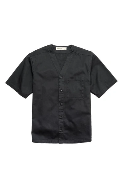 Imperfects Benny Short Sleeve Organic Cotton V-neck Jersey In Jet Black