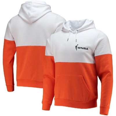 The Wild Collective Orange/white Wnba Colorblock Pullover Hoodie In Orange,white
