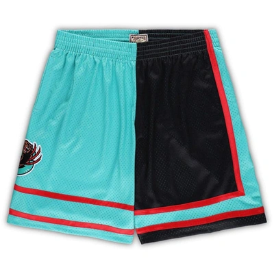 Mitchell & Ness Black/turquoise Memphis Grizzlies Big & Tall Hardwood Classics Split Swingman Shorts In Black,turquoise