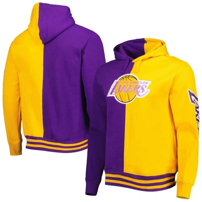 Mitchell & Ness Men's  Purple, Gold Los Angeles Lakers Hardwood Classics Split Pullover Hoodie In Purple,gold