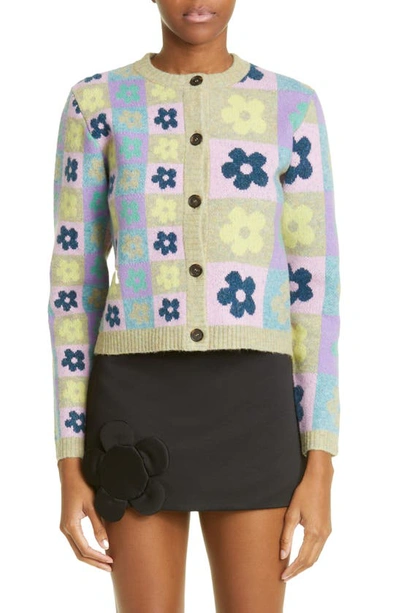 Sandy Liang Nany Floral Jacquard Cardigan In Polly