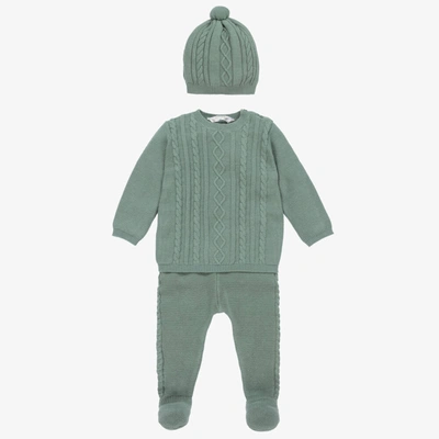 Mayoral Newborn Green Knit Babysuit & Hat Set