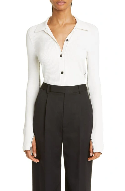 Maria Mcmanus Ribbed Collar Cardigan In Ivory