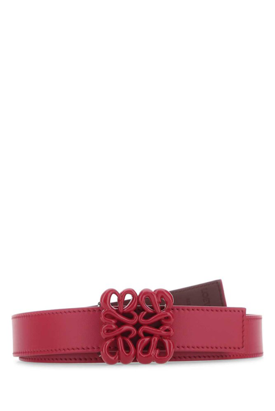 Loewe Anagram Leather Belt In Rouge Blossom