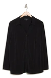 Adrianna Papell Long Sleeve Button-up Top In Black