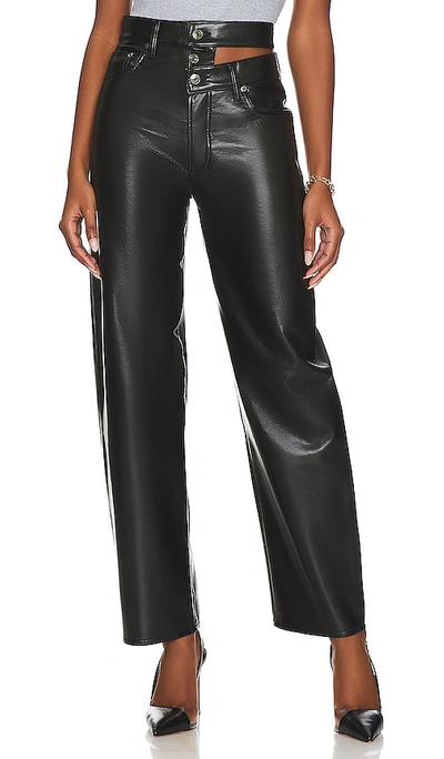 Agolde Recycled Leather Broken Waistband Trousers In Black