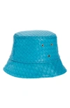Bottega Veneta Intrecciato Leather Bucket Hat In Blue
